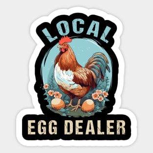 Floral Local Egg Dealer Retro Support Local Egg Farm Animal Sticker